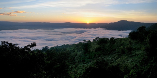 Ngorongoro Crater at dawn from lodge