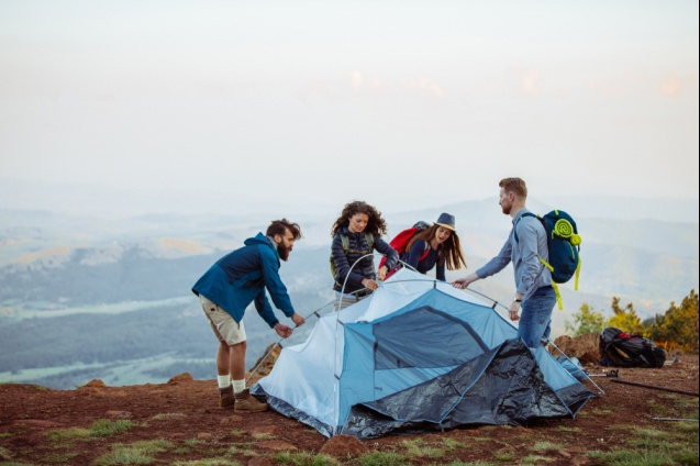 Putting the tent up