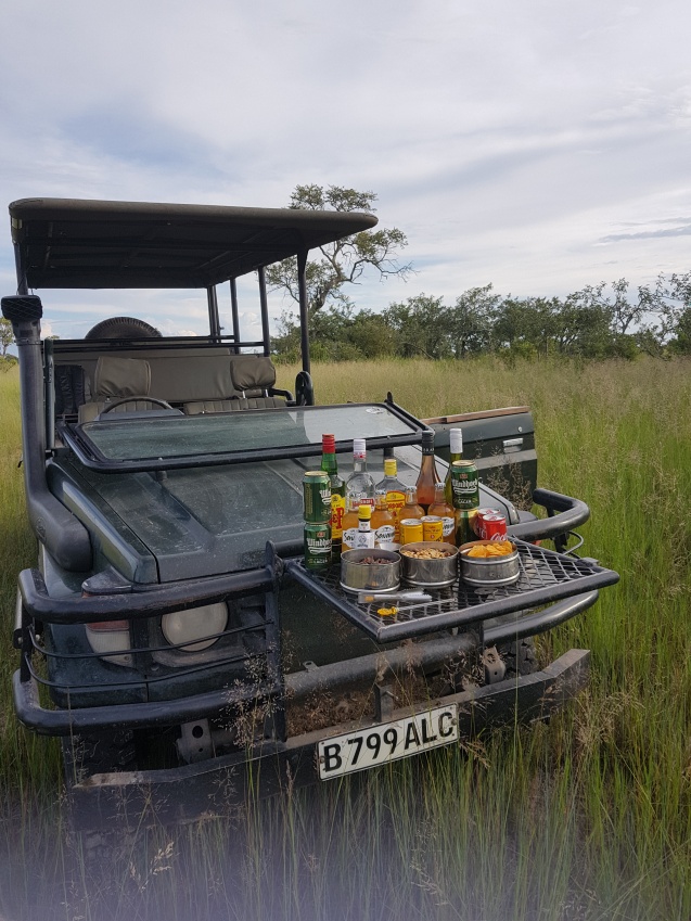 Safari vehicle, ready for sundowners