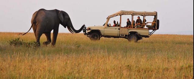 Open-sided safari vehicle in south Tanzania