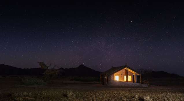Namibia desert camp at night