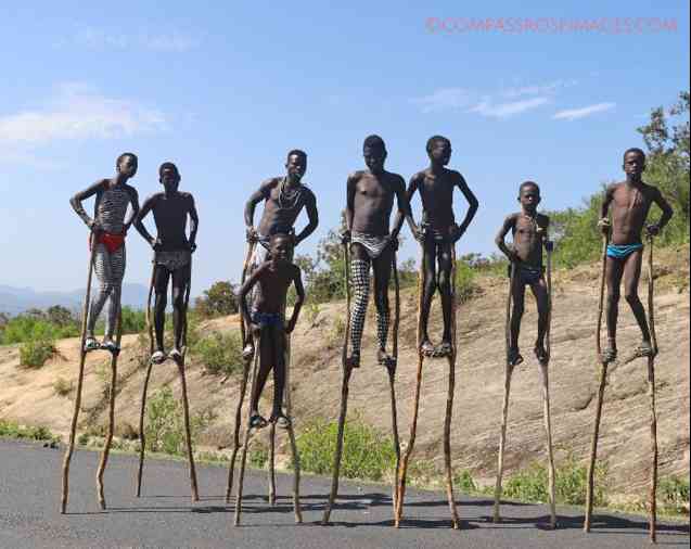 Suri tribe on stilts