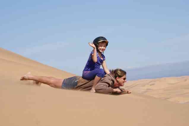 Sand boarding in Namibia