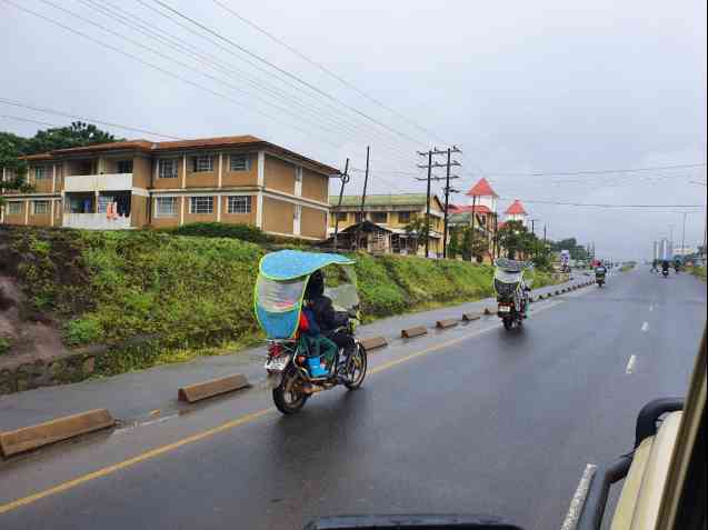 Motorcycle taxis en route to Tarangire Park