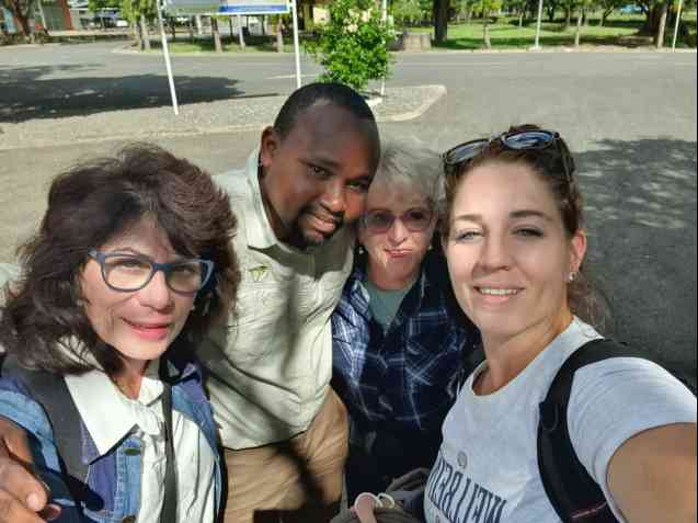 Clients saying goodbye to Max, their guide