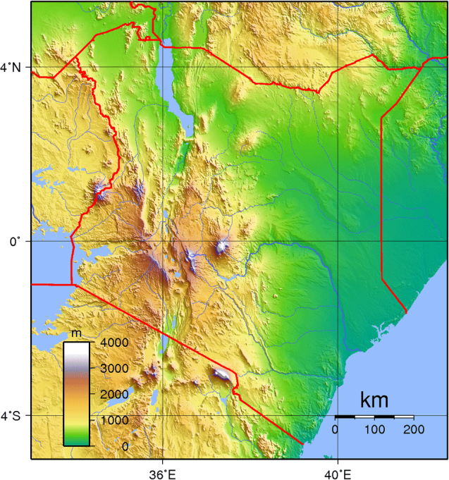 Kenya topography map