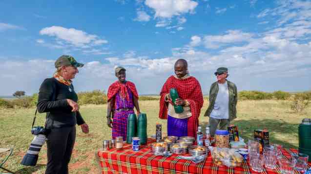 On safari with Maasai guide