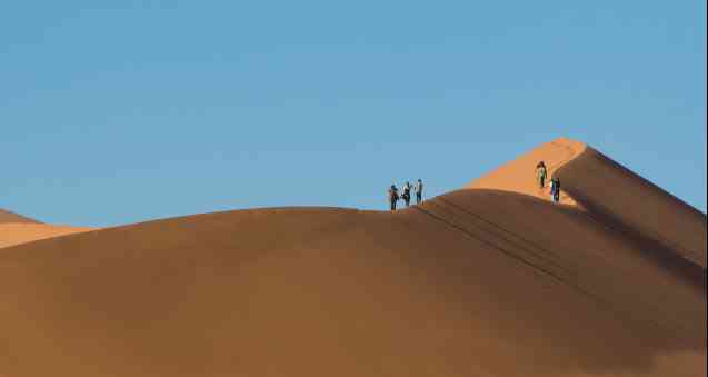 Climbing Namib Desert dunes