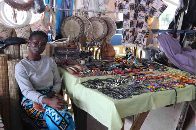 Futhi Mhlanga selling Eswatini crafts at Manzini market