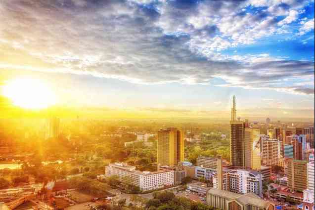 Sunset over Nairobi in Kenya