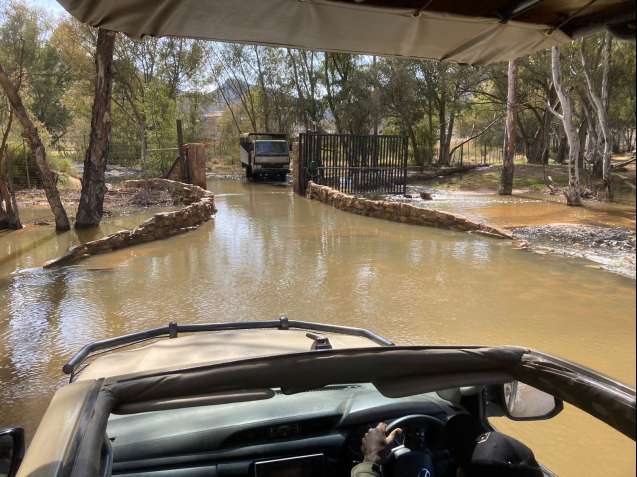 Crossing the river into Aquila Private Game Reserve