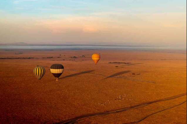 Hot air balloon over masai mara