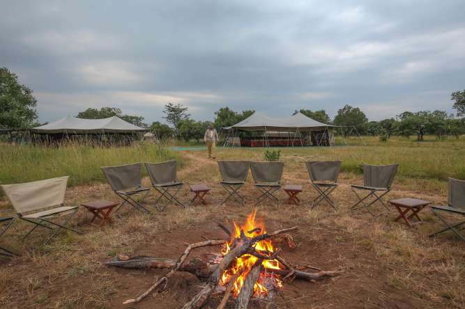 Serengeti north wilderness camp campfire