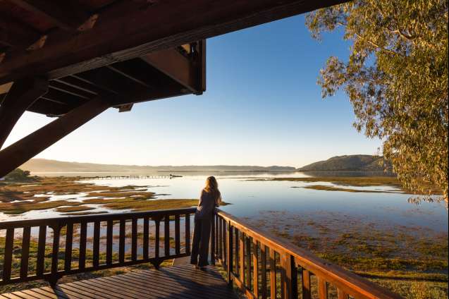Peaceful dawn view over the Knysna Lagoon on South Africa Garden Route