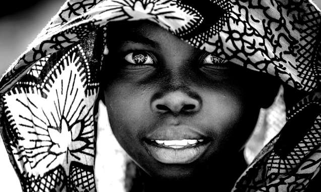 Malawi girl in headscarf