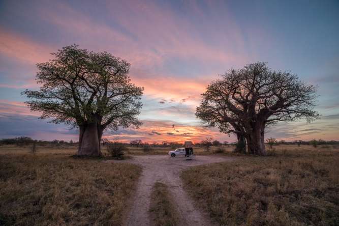 Remote camping around Nxai Pan Botswana safari
