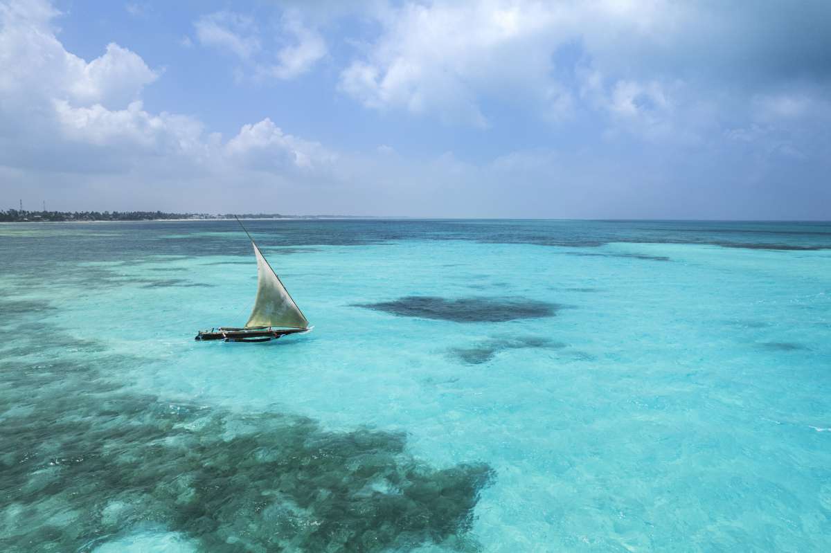 Turquoise ocean and tropical beach in Zanzibar