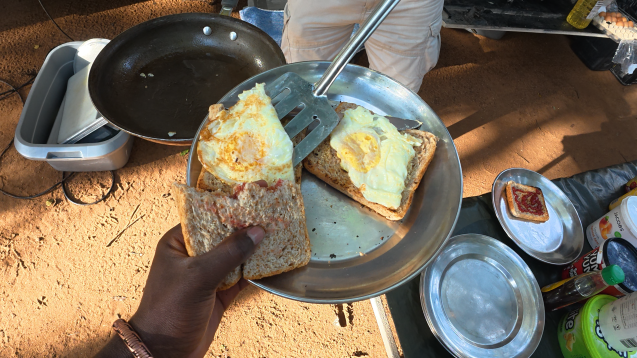 Hearty and basic fresh food on safari