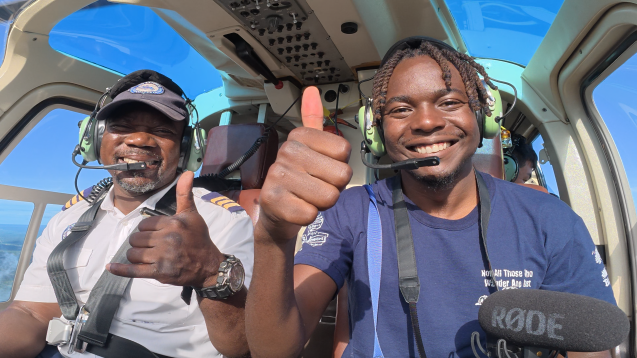 Helicopter flight activity over Victoria falls