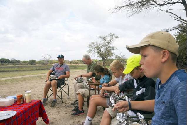 Ruaha Tanzania family meal on safari
