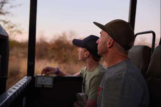 South africa father and son on safari